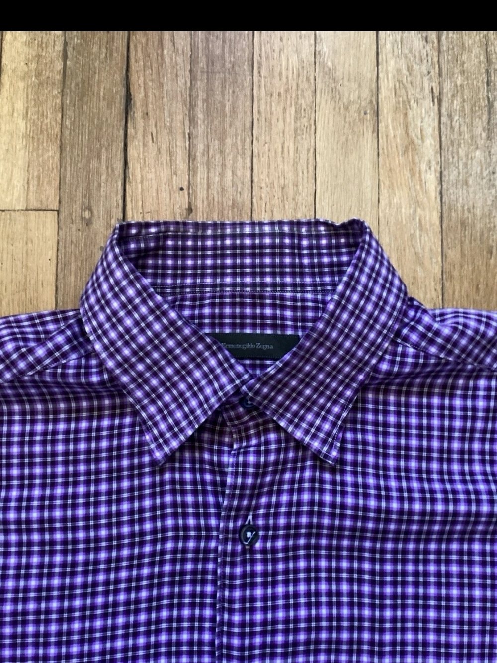 Ermenegildo Zegna Men's Large Purple/White Checked Button Front Shirt,Italy,MINT